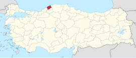 Location of the province within Turkey