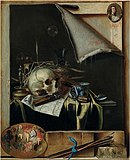 Trompe l'oeil Studio Wall with a Vanitas Still Life, Cornelis Norbertus Gijsbrechts, 1664