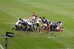 Die Franse nasionale rugbyspan teen Italië tydens die Sesnasies-toernooi in 2010