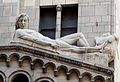 Sculpture, façade sculpture at 4th floor, right side, of Fine Arts Building, Los Angeles