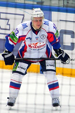 Lasse Kukkonen Metallurg Magnitogorskin paidassa ottelussa Torpedo Nižni Novgorodia vastaan joulukuussa 2012.