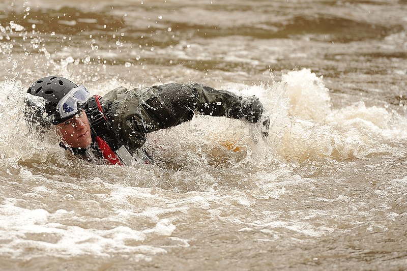 File:U.S. Air Force Staff Sgt. Daniel Holmes battles the current as he conducts swift water rescue training during exercise Angel Thunder 2013 near Davis-Monthan Air Force Base, Ariz., on April 10, 2013 130410-F-PD696-821.jpg