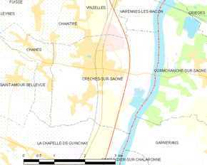 Poziția localității Crêches-sur-Saône