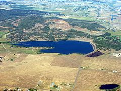 An aerial image of Agate Lake