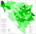 Удео Муслимана у Босни и Херцеговини по општинама 1991. године (територијална организација из 2013. године)