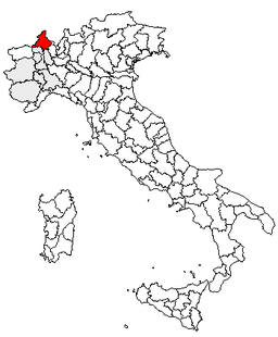 Karta över Italien med Provincia di Verbano-Cusio-Ossola markerat