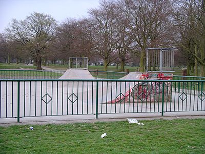 The skate board area in the War Memorial Park, Coventry