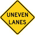 W8-11 Uneven lanes