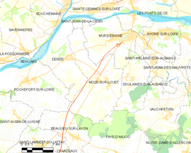 Mapa obce Mozé-sur-Louet