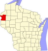 Locatie van Polk County in Wisconsin