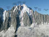 The north-east face of the Aiguille Verte, with the Cordier Couloir marked in purple