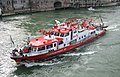 Löschboot auf der Rhein in Basel, Schweiz.