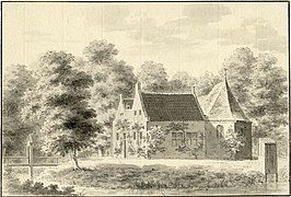 De kapel met het herenhuis, circa 1731.