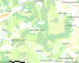 Mapa obce Châteauneuf-d'Oze