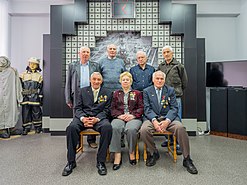 Liquidators of Chernobyl, gathered at the Slavutych museum on the 32nd anniversary of the disaster.