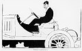 1905 - Caricature of the American racing driver George Heath on Panhard & Levassor.