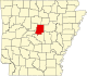 Map of Arkansas highlighting Faulkner County