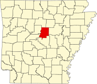 Map of Arkansas highlighting Faulkner County