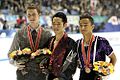 Podium du Trophée NHK 2010 avec Jeremy Abbott et Daisuke Takahashi