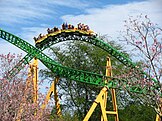 A Cheetah Hunt train cresting a hill