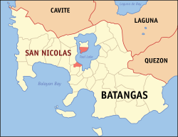 Peta Batangas dengan San Nicolas dipaparkan