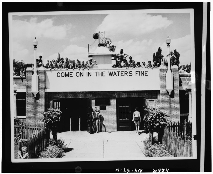 File:Photocopy of photograph (from Broome County Historical Society) showing ENTRANCE DETAIL - Charles F. Johnson Pool, Charles F. Johnson Park, Johnson City, Broome County, NY HAER NY,4-JOCI,1A-6.tif