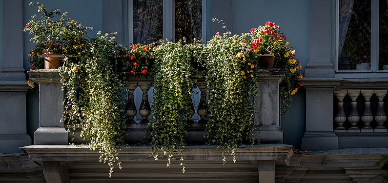 A balcony looking over the Lessingplatz in Graz, Austria