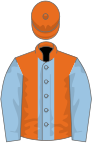 Orange, light blue stripe and sleeves