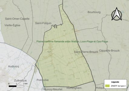 Carte de la ZNIEFF de type 2 sur la commune.