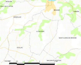 Mapa obce Lugaignac