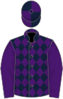 Dark green and purple diamonds, purple sleeves, quartered cap