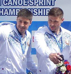 Andrej Bahdanowitsch (links) mit seinem Bruder Aljaksandr Bahdanowitsch, 2016