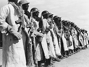 Indian troops in winter clothing in Persia