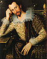1610年ごろの男性像 衿とカフスにレティセラレースをつけている。 レティセラは1615年頃に流行のピークを迎えた。 ヴェネツィアンレース参照。
