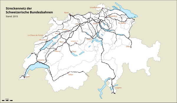 Mapa de liñas de Suíza.