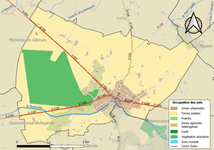 Carte des infrastructures et de l'occupation des sols de la commune en 2018 (CLC).