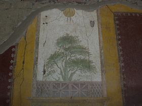 Fresco of tree in Villa San Marco of Stabiae