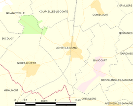 Mapa obce Achiet-le-Grand