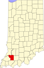 Map of Indiana highlighting Pike County