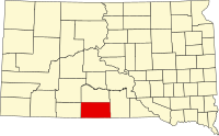 Map of Južna Dakota highlighting Todd County