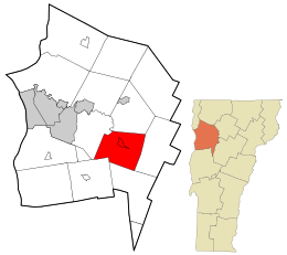 Location in Chittenden County and the state of Vermont