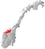Мапа Норвегії з підсвіткою провінції Мере-ог-Ромсдал
