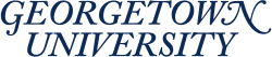 Stylized blue text with the words Georgetown University.