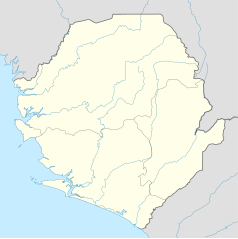 Mapa konturowa Sierra Leone, blisko lewej krawiędzi znajduje się punkt z opisem „Freetown”
