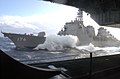 JS Chōkai alongside USS Kitty Hawk on 10 December 2002