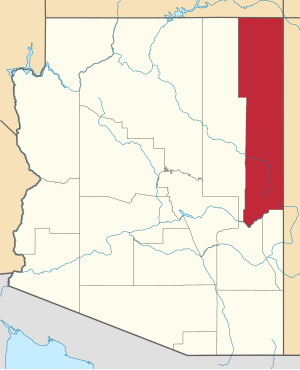 Map of Arizona highlighting Apache County