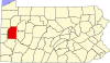 State map highlighting Butler County