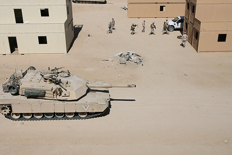 File:Marines and an Abrams tank during training in Twenty-Nine Palms.jpg