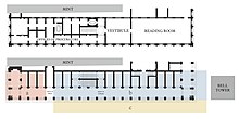 colour-coded floor plans of the Marciana Library