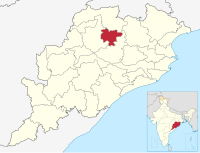 मानचित्र जिसमें देवगढ़ ज़िला Debagarh district ଦେବଗଡ଼ ଜିଲ୍ଲା हाइलाइटेड है